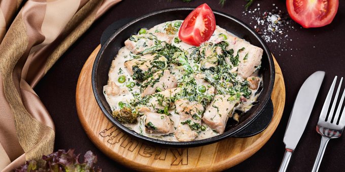 Frying pan in the majori cafe-bar in dnipro. order by promotion