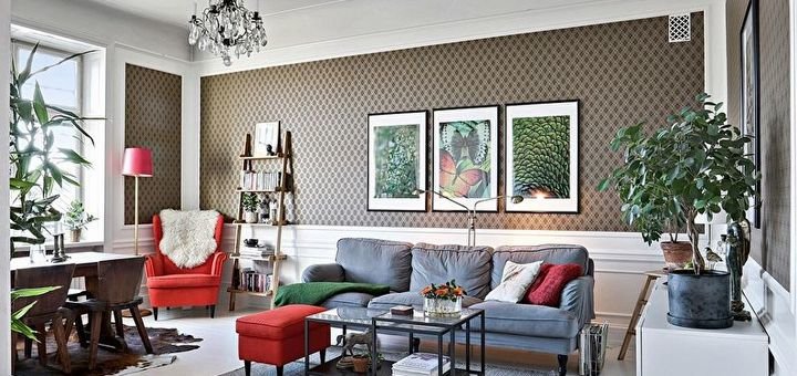Обои в гостиную в интернет-магазине «4rooms». Купить обои со скидкой