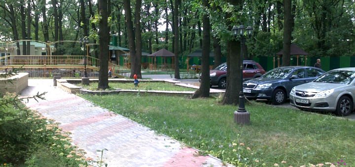 Parking in the green oak forest complex in Kopyly, Poltava region. Book a vacation outside the city with a promotion.