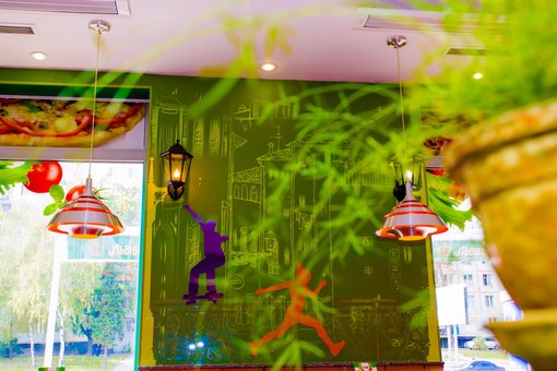 The menu in the pizzeria "Celentano" in the Dnieper. Order by stock