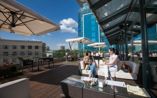 The menu in the restaurant "The Terrace" in Kharkov. Order at a discount