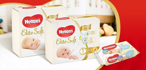 Скидка 35% на первые подгузники Huggies Elite Soft