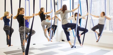 Скидка до 65% на Fly Yoga, хатха-йогу и фитнес