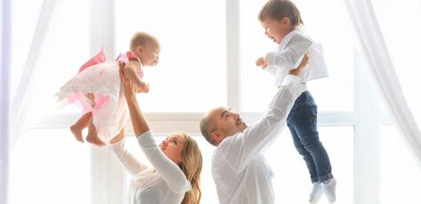 Studio family photo session «Happy family»