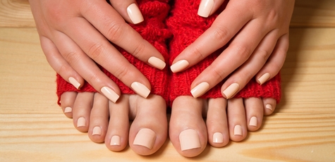 Gel polish manicure and pedicure
