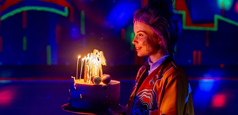 Children's party with a neon disco and quest